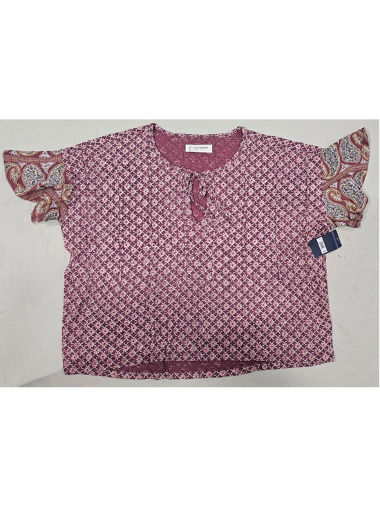 Lucky Brand Tops - Women's Lucky Brand Maroon White Patterned Short Sleeve Tee Size M